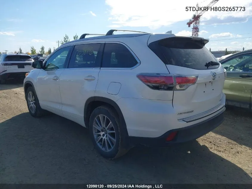 5TDJKRFH8GS265773 2016 Toyota Highlander Xle