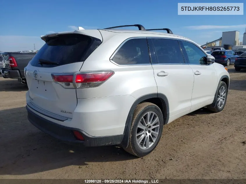 5TDJKRFH8GS265773 2016 Toyota Highlander Xle