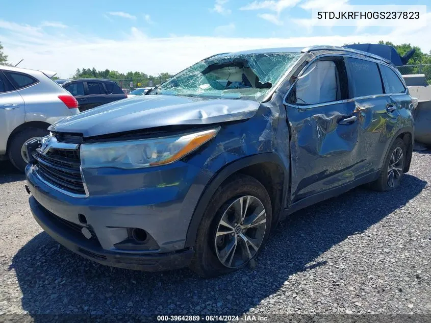 2016 Toyota Highlander Xle V6 VIN: 5TDJKRFH0GS237823 Lot: 39642889