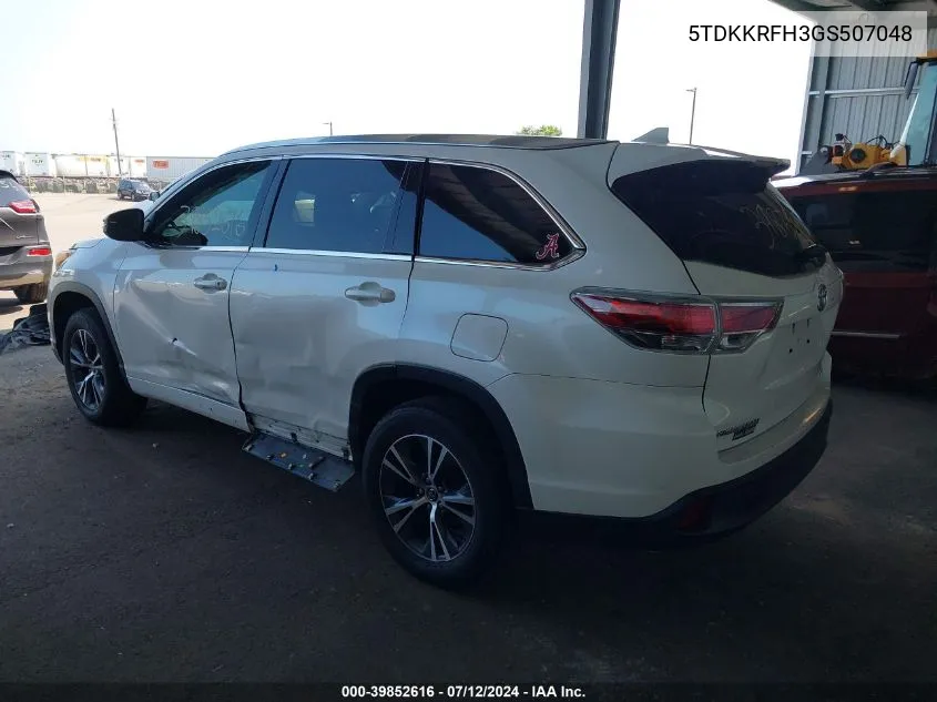 5TDKKRFH3GS507048 2016 Toyota Highlander Xle V6