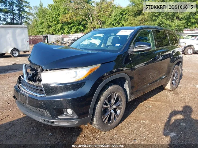 5TDKKRFH2GS186815 2016 Toyota Highlander Xle V6