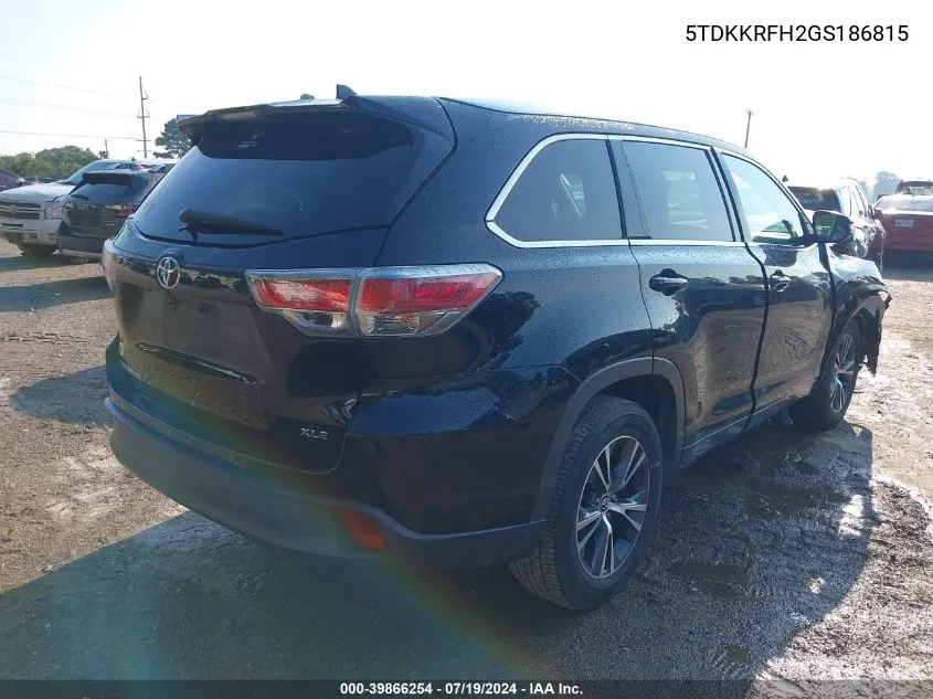 5TDKKRFH2GS186815 2016 Toyota Highlander Xle V6