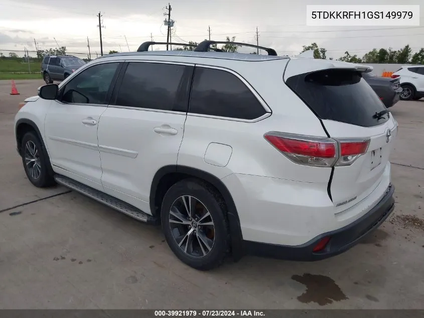 5TDKKRFH1GS149979 2016 Toyota Highlander Xle V6