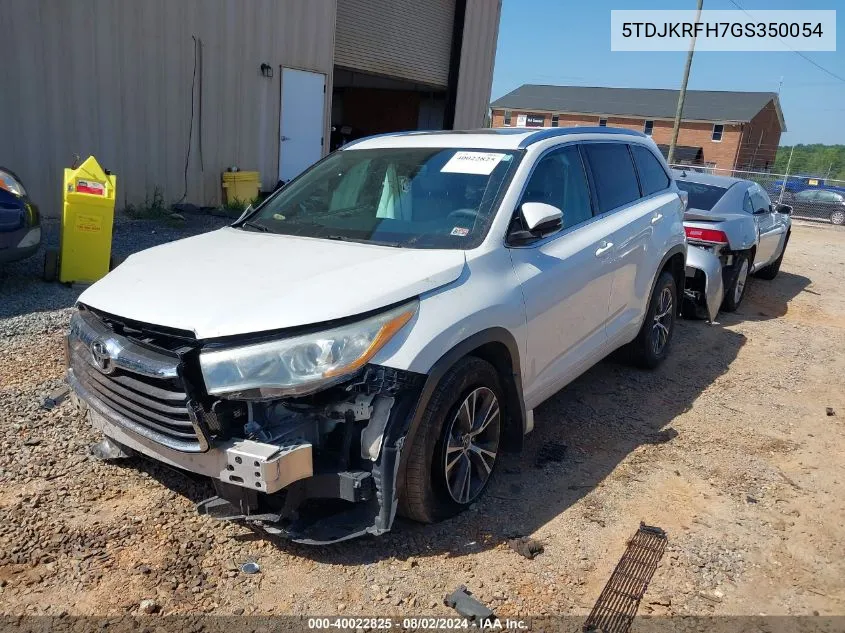 2016 Toyota Highlander Xle V6 VIN: 5TDJKRFH7GS350054 Lot: 40022825