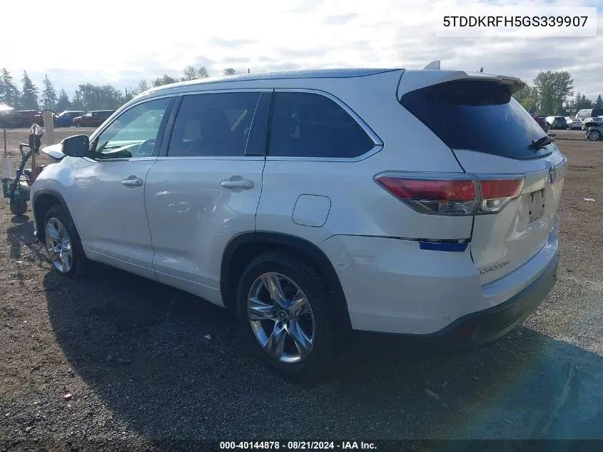 2016 Toyota Highlander Limited/Ltd Platinum VIN: 5TDDKRFH5GS339907 Lot: 40144878