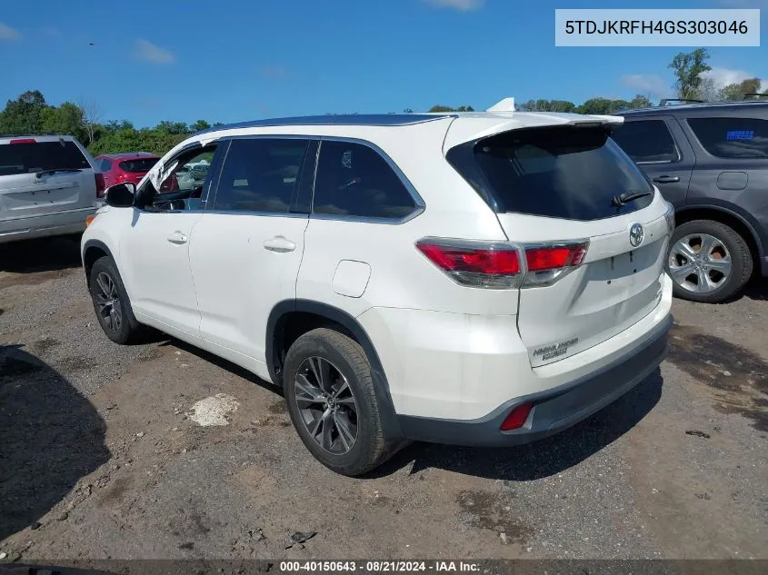 5TDJKRFH4GS303046 2016 Toyota Highlander Xle