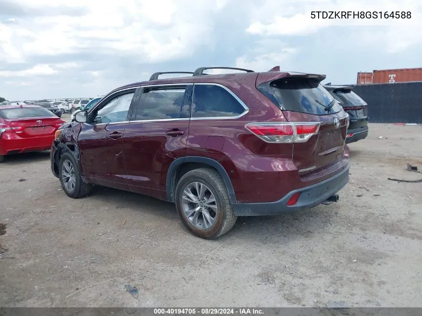 5TDZKRFH8GS164588 2016 Toyota Highlander Le/Le Plus