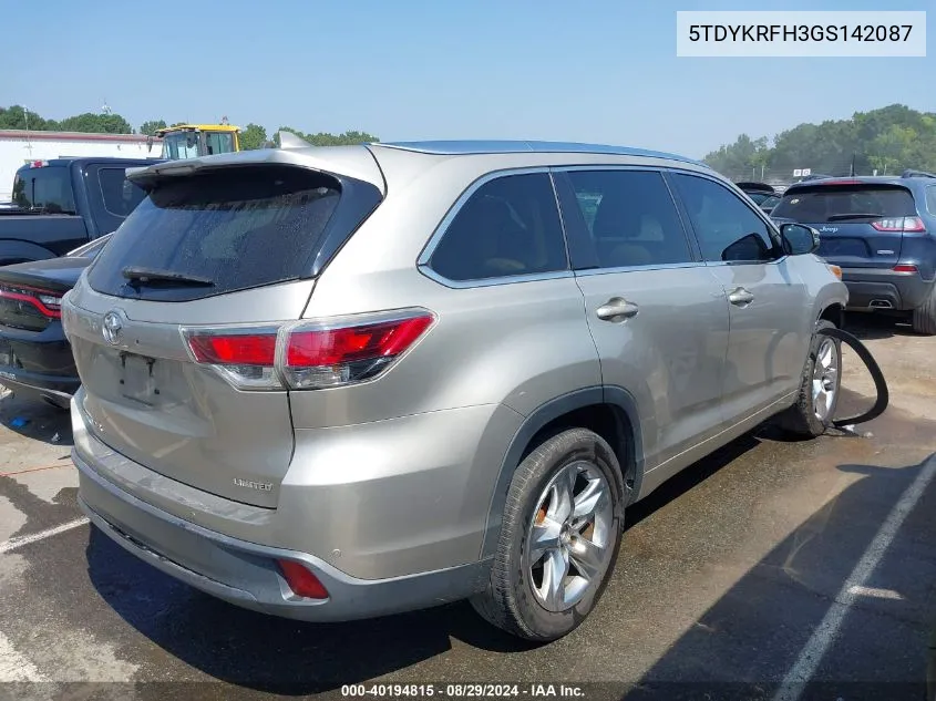 5TDYKRFH3GS142087 2016 Toyota Highlander Limited V6