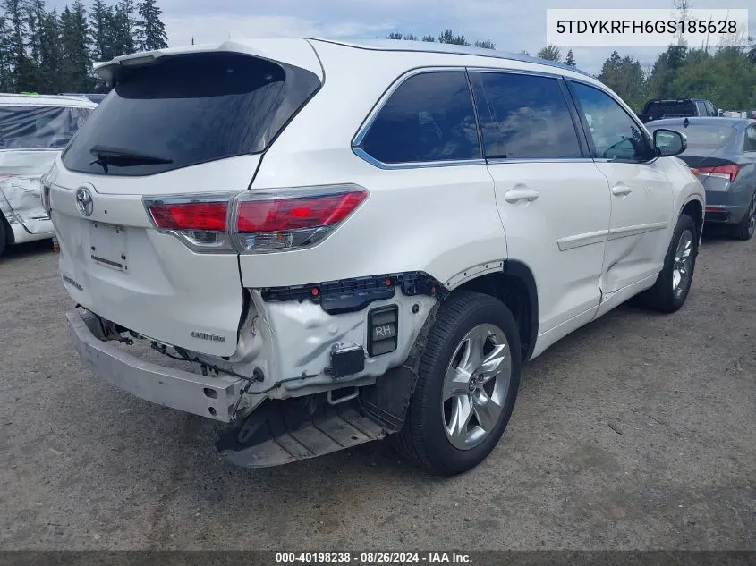 2016 Toyota Highlander Limited Platinum V6 VIN: 5TDYKRFH6GS185628 Lot: 40198238