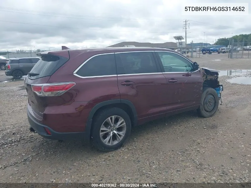 2016 Toyota Highlander Le Plus V6 VIN: 5TDBKRFH6GS314652 Lot: 40219362