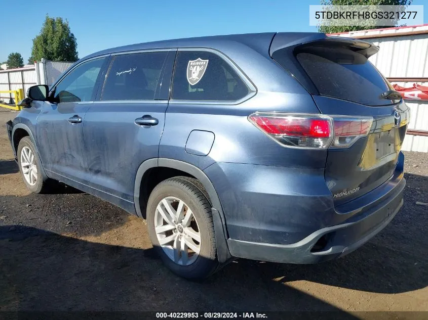 5TDBKRFH8GS321277 2016 Toyota Highlander Le V6