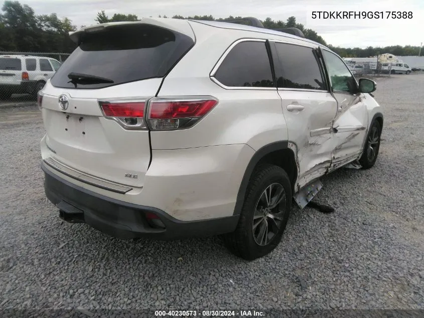 2016 Toyota Highlander Xle V6 VIN: 5TDKKRFH9GS175388 Lot: 40230573