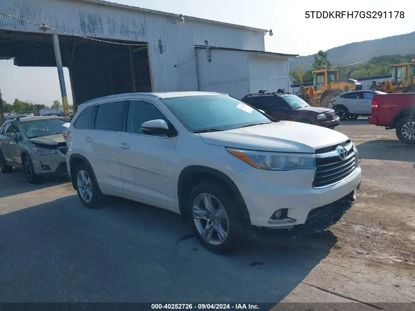 2016 Toyota Highlander Limited/Ltd Platinum VIN: 5TDDKRFH7GS291178 Lot: 40252726