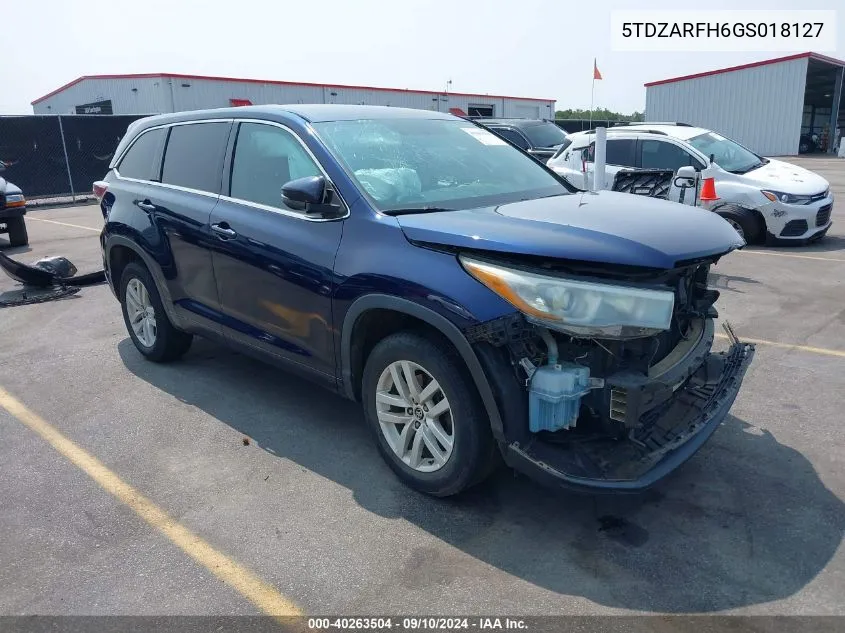 2016 Toyota Highlander Le VIN: 5TDZARFH6GS018127 Lot: 40263504