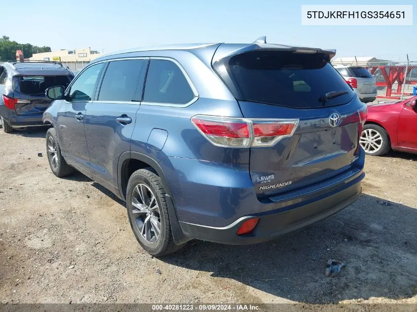 5TDJKRFH1GS354651 2016 Toyota Highlander Xle V6