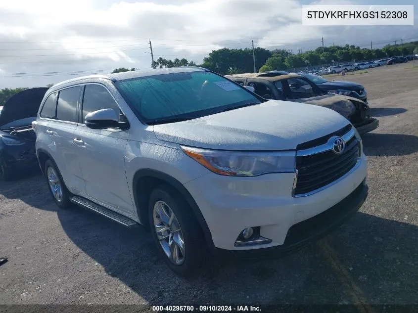 2016 Toyota Highlander Limited/Ltd Platinum VIN: 5TDYKRFHXGS152308 Lot: 40295780