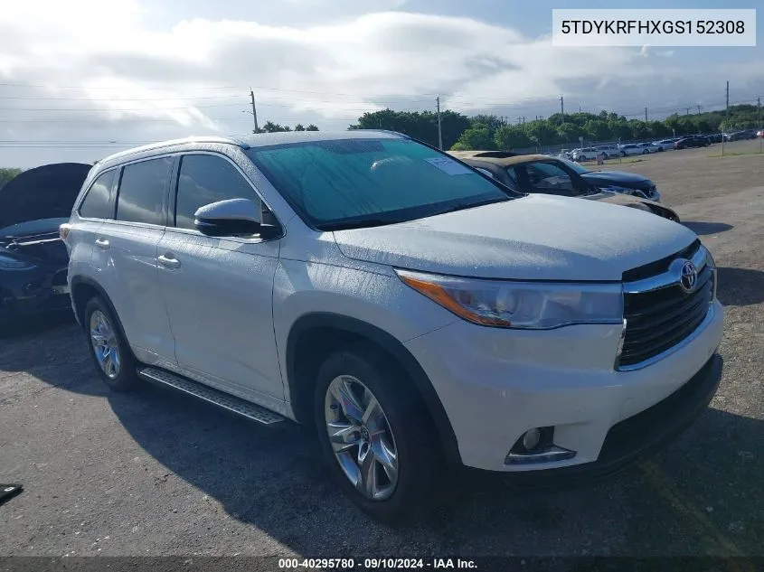 2016 Toyota Highlander Limited/Ltd Platinum VIN: 5TDYKRFHXGS152308 Lot: 40295780