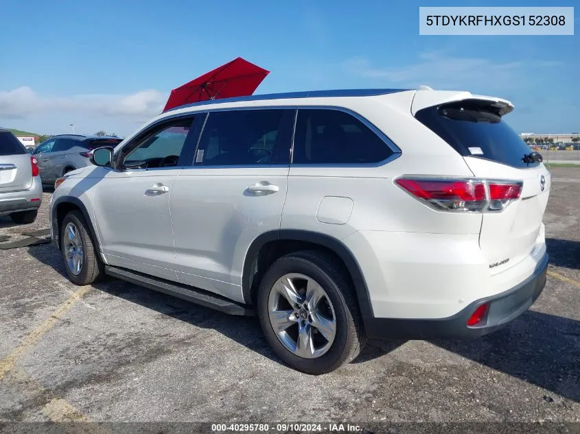 2016 Toyota Highlander Limited/Ltd Platinum VIN: 5TDYKRFHXGS152308 Lot: 40295780