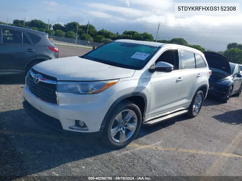 2016 Toyota Highlander Limited/Ltd Platinum VIN: 5TDYKRFHXGS152308 Lot: 40295780