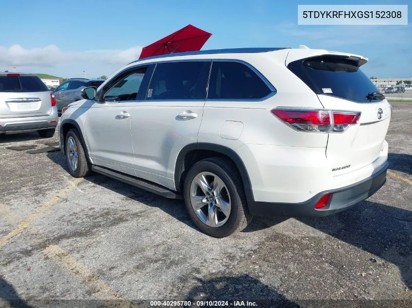 2016 Toyota Highlander Limited/Ltd Platinum VIN: 5TDYKRFHXGS152308 Lot: 40295780