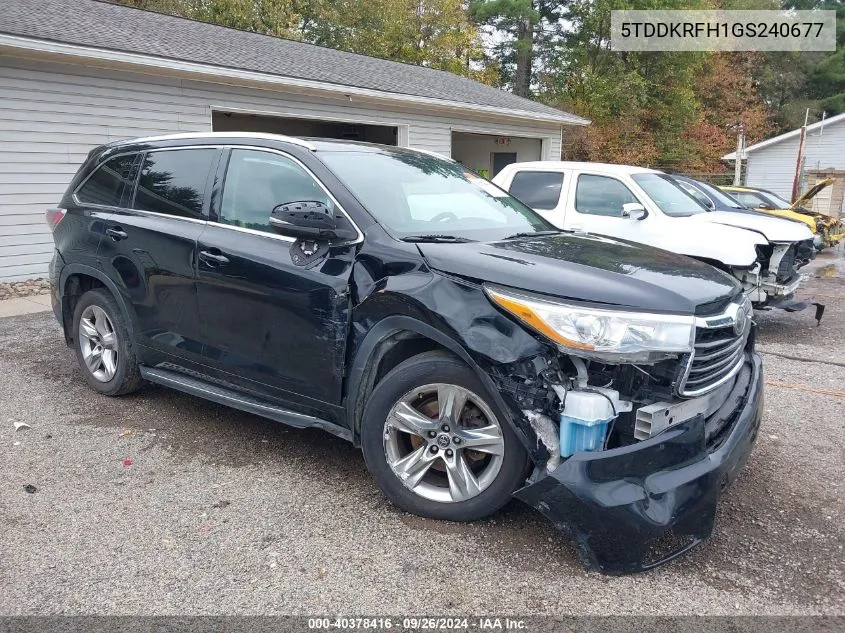 2016 Toyota Highlander Limited Platinum V6 VIN: 5TDDKRFH1GS240677 Lot: 40378416