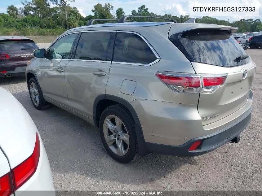 2016 Toyota Highlander Limited/Ltd Platinum VIN: 5TDYKRFH5GS127333 Lot: 40465696