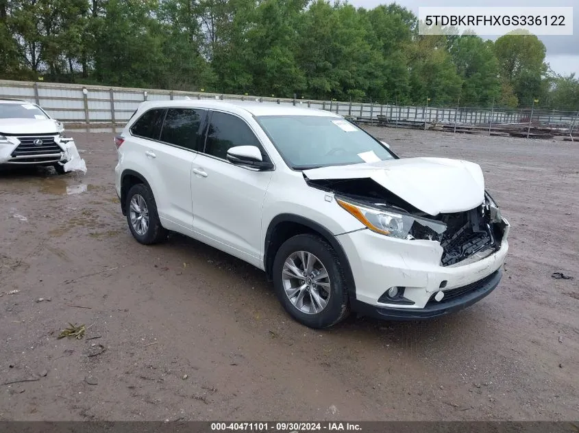 2016 Toyota Highlander Le Plus V6 VIN: 5TDBKRFHXGS336122 Lot: 40471101