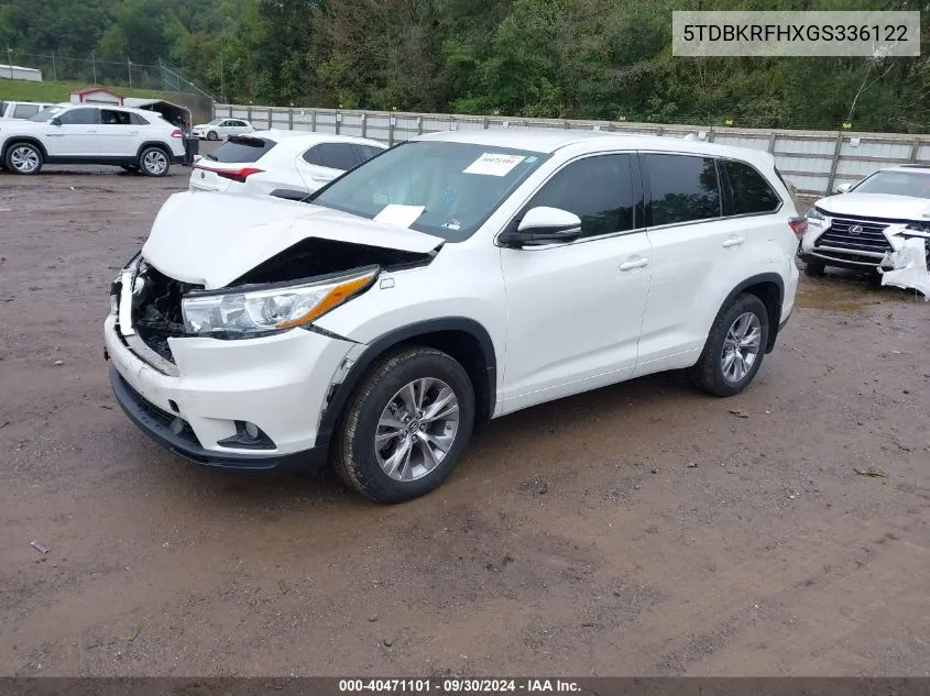 5TDBKRFHXGS336122 2016 Toyota Highlander Le Plus V6