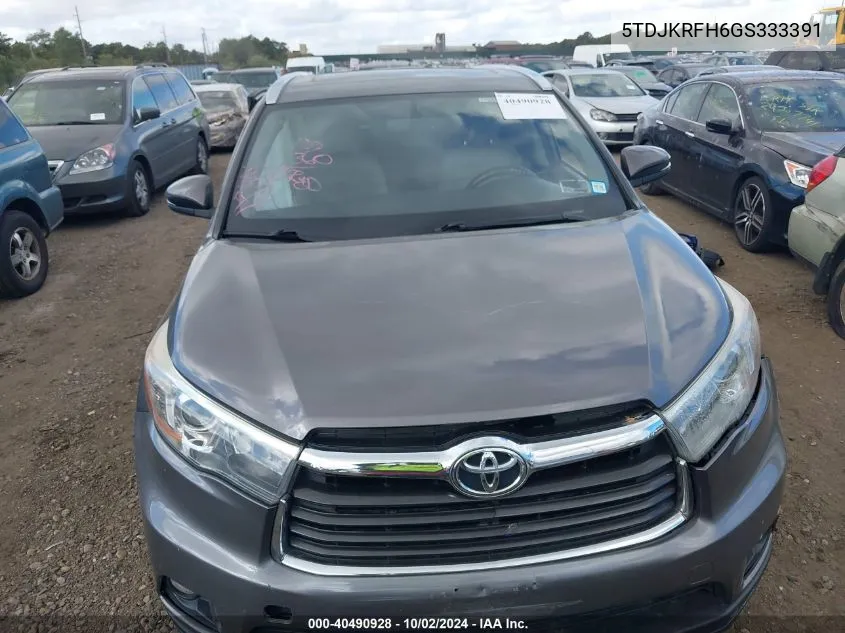 2016 Toyota Highlander Xle V6 VIN: 5TDJKRFH6GS333391 Lot: 40490928