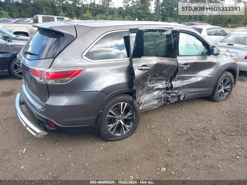 2016 Toyota Highlander Xle V6 VIN: 5TDJKRFH6GS333391 Lot: 40490928