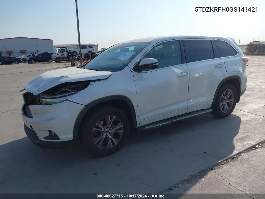 2016 Toyota Highlander Le Plus V6 VIN: 5TDZKRFH0GS141421 Lot: 40627715