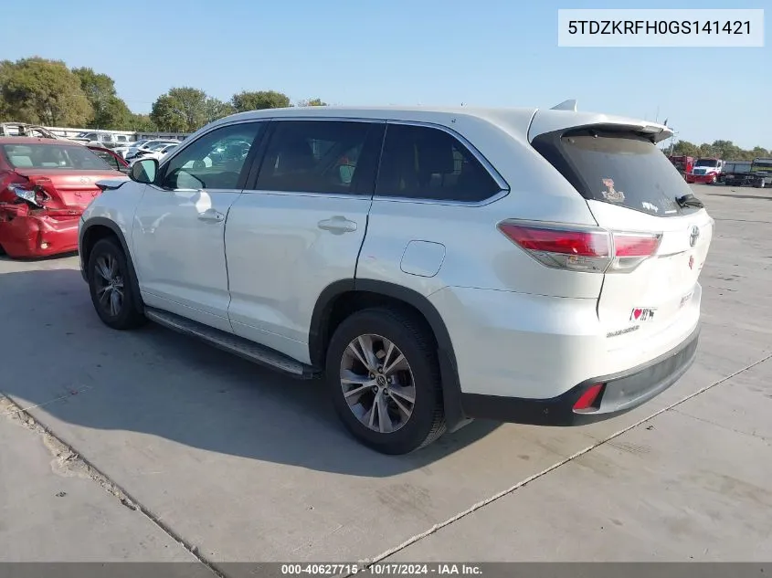 5TDZKRFH0GS141421 2016 Toyota Highlander Le Plus V6