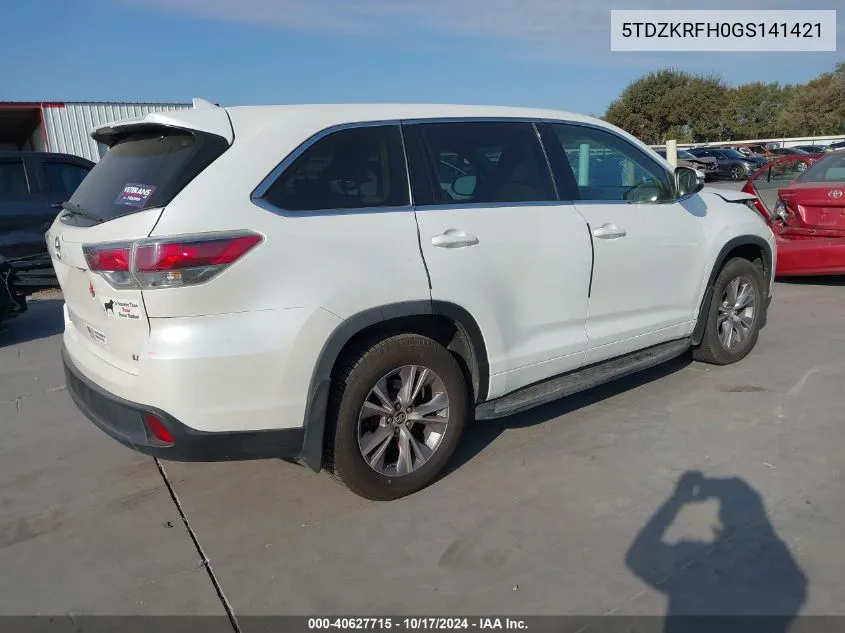 5TDZKRFH0GS141421 2016 Toyota Highlander Le Plus V6