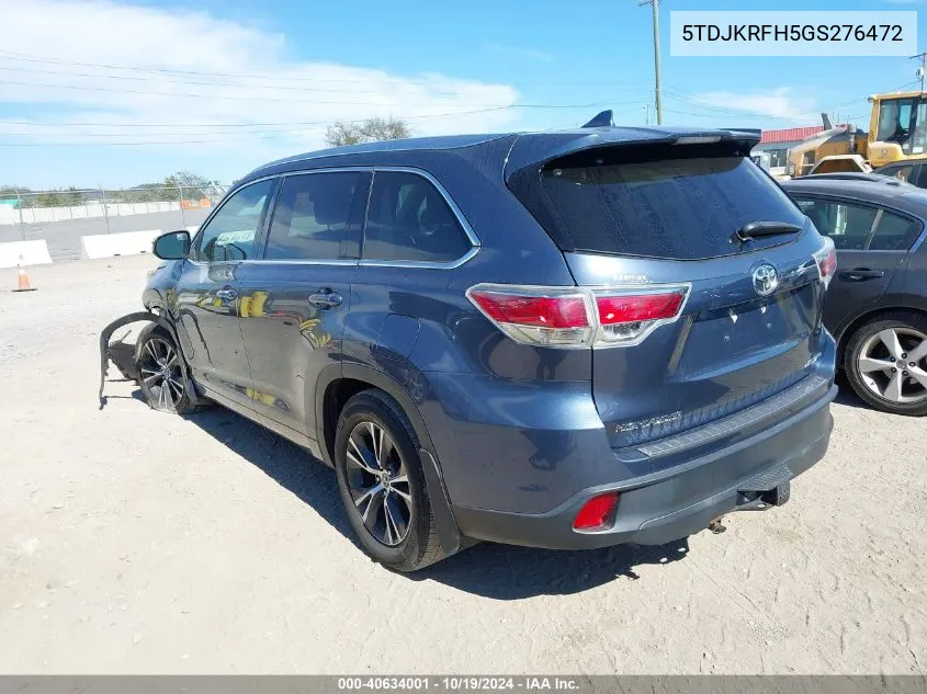 5TDJKRFH5GS276472 2016 Toyota Highlander Xle V6