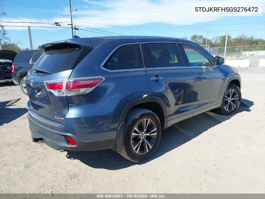 5TDJKRFH5GS276472 2016 Toyota Highlander Xle V6