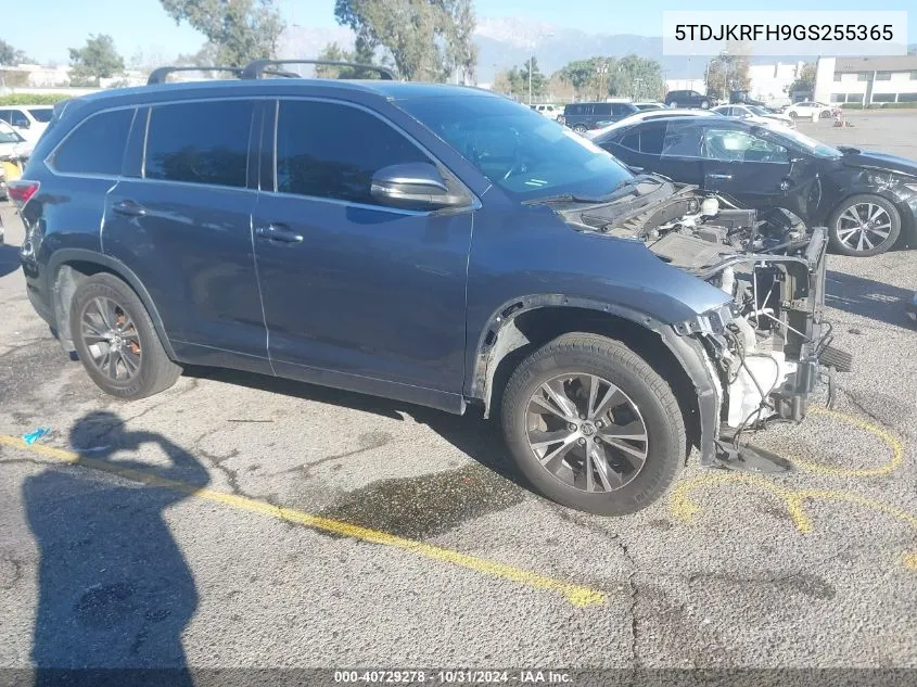 2016 Toyota Highlander Xle V6 VIN: 5TDJKRFH9GS255365 Lot: 40729278