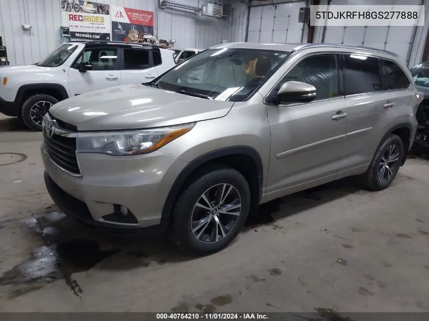 5TDJKRFH8GS277888 2016 Toyota Highlander Xle V6