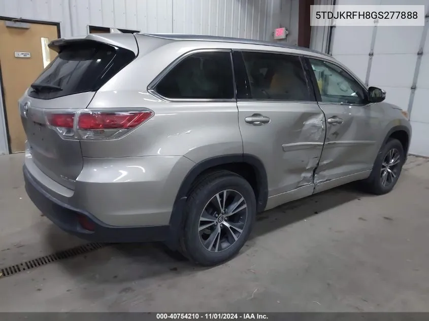 2016 Toyota Highlander Xle V6 VIN: 5TDJKRFH8GS277888 Lot: 40754210