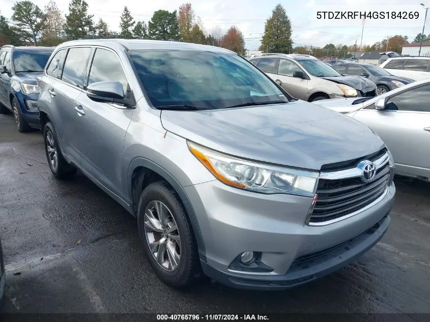 2016 Toyota Highlander Le Plus V6 VIN: 5TDZKRFH4GS184269 Lot: 40765796