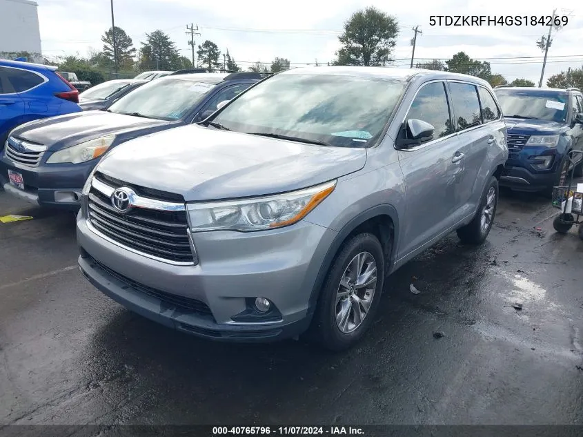 2016 Toyota Highlander Le Plus V6 VIN: 5TDZKRFH4GS184269 Lot: 40765796