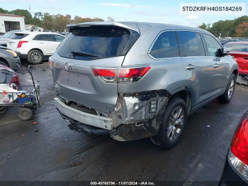 2016 Toyota Highlander Le Plus V6 VIN: 5TDZKRFH4GS184269 Lot: 40765796