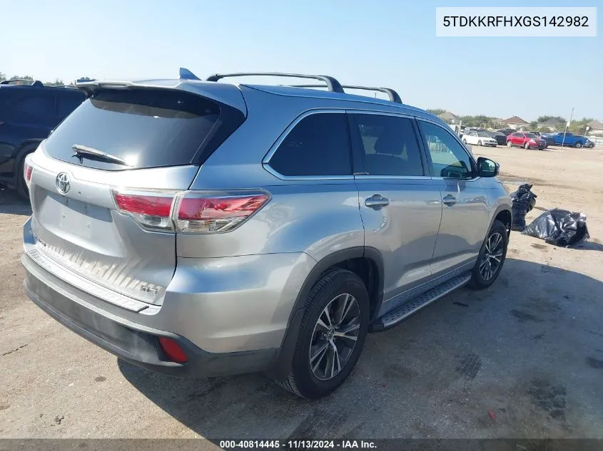 2016 Toyota Highlander Xle V6 VIN: 5TDKKRFHXGS142982 Lot: 40814445