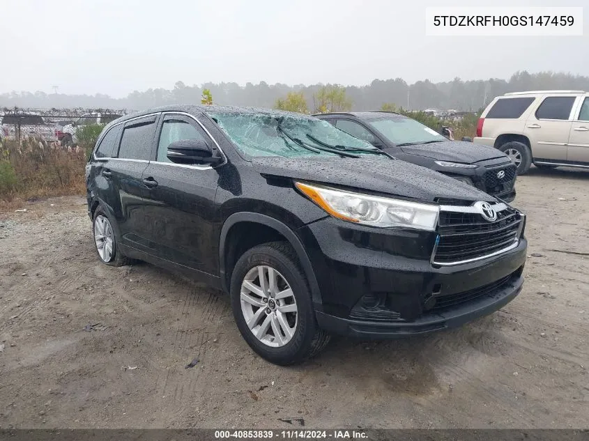 2016 Toyota Highlander Le V6 VIN: 5TDZKRFH0GS147459 Lot: 40853839