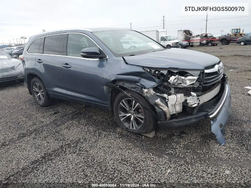 2016 Toyota Highlander Xle V6 VIN: 5TDJKRFH3GS500970 Lot: 40893864