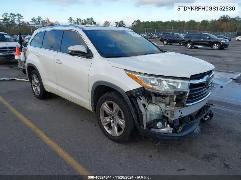 2016 Toyota Highlander Limited Platinum V6 VIN: 5TDYKRFH0GS152530 Lot: 40924641