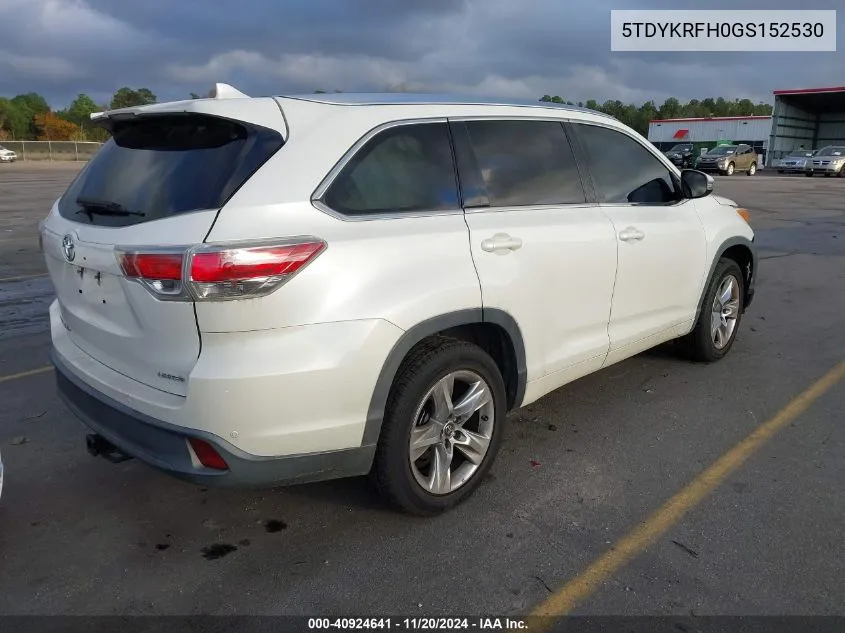 2016 Toyota Highlander Limited Platinum V6 VIN: 5TDYKRFH0GS152530 Lot: 40924641