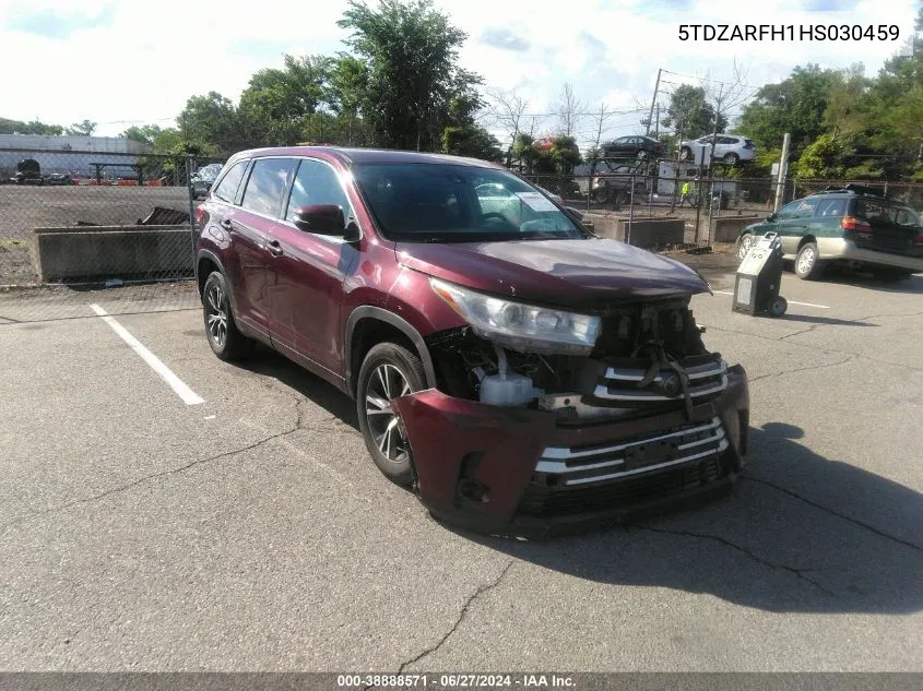 2017 Toyota Highlander Le VIN: 5TDZARFH1HS030459 Lot: 38888571