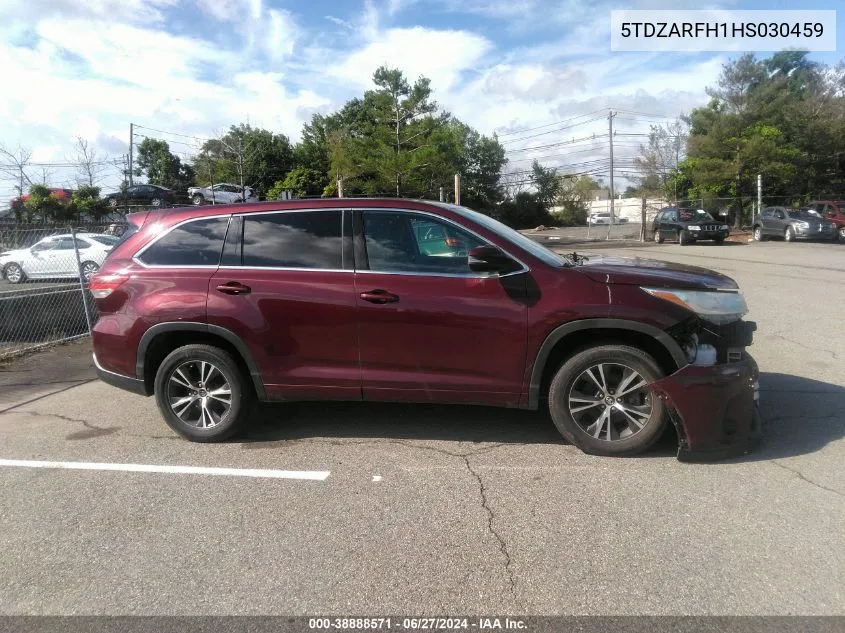 2017 Toyota Highlander Le VIN: 5TDZARFH1HS030459 Lot: 38888571