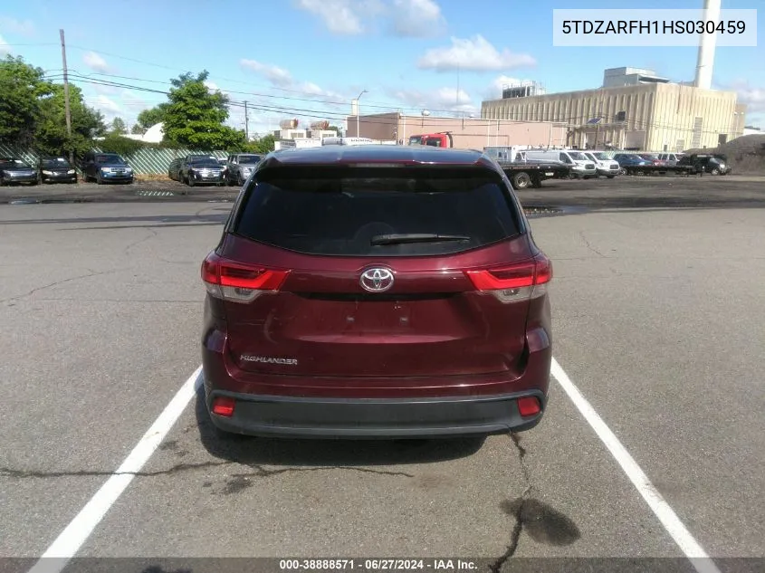 2017 Toyota Highlander Le VIN: 5TDZARFH1HS030459 Lot: 38888571