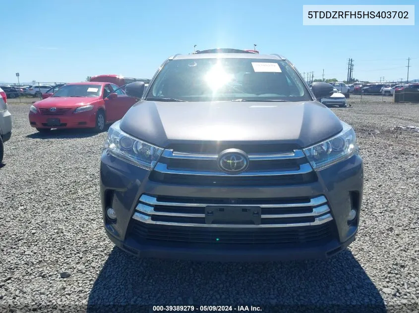 2017 Toyota Highlander Limited Platinum VIN: 5TDDZRFH5HS403702 Lot: 39389279